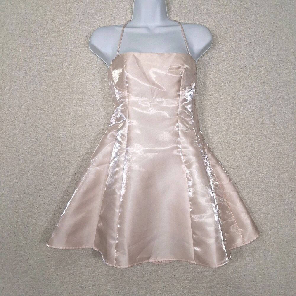 Satin Shimmer Mini Dress Sz M Cupcake Glam Princess Party Feminine Coquette Cute